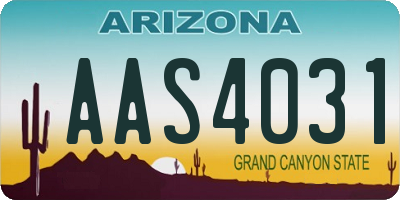 AZ license plate AAS4031