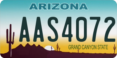 AZ license plate AAS4072