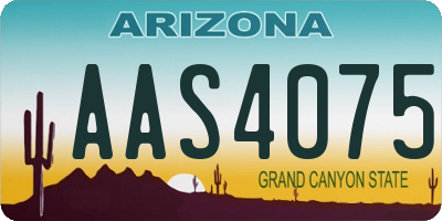 AZ license plate AAS4075