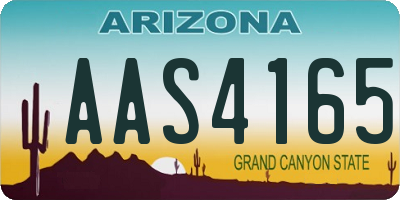 AZ license plate AAS4165