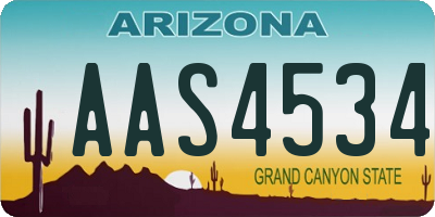 AZ license plate AAS4534
