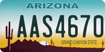 AZ license plate AAS4670