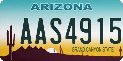 AZ license plate AAS4915