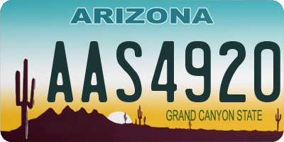 AZ license plate AAS4920