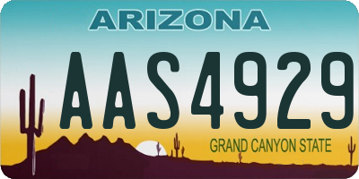 AZ license plate AAS4929