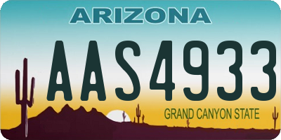 AZ license plate AAS4933