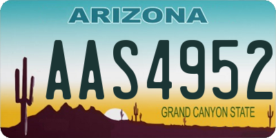 AZ license plate AAS4952