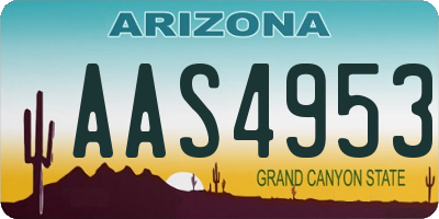 AZ license plate AAS4953
