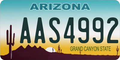AZ license plate AAS4992