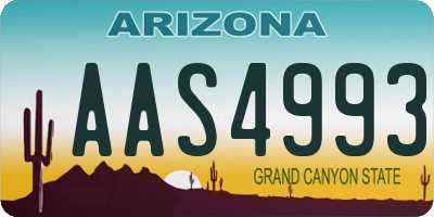 AZ license plate AAS4993