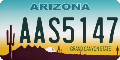 AZ license plate AAS5147