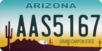 AZ license plate AAS5167