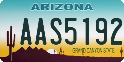 AZ license plate AAS5192