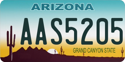 AZ license plate AAS5205