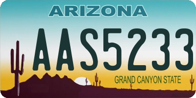 AZ license plate AAS5233