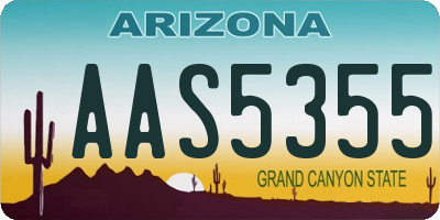 AZ license plate AAS5355