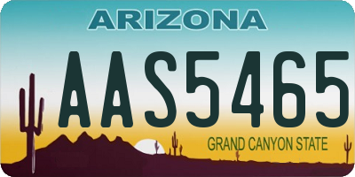 AZ license plate AAS5465