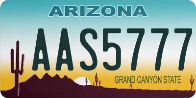 AZ license plate AAS5777