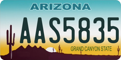 AZ license plate AAS5835