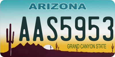 AZ license plate AAS5953