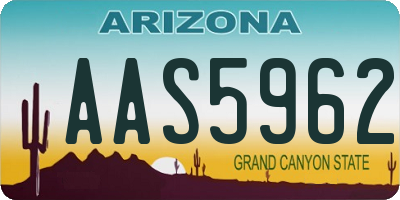 AZ license plate AAS5962