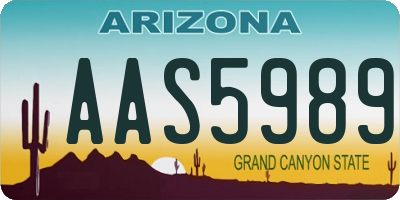 AZ license plate AAS5989