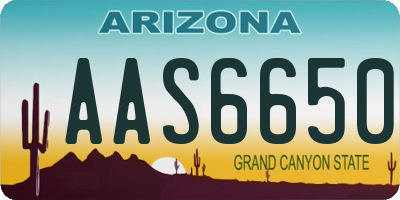 AZ license plate AAS6650
