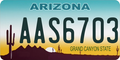 AZ license plate AAS6703