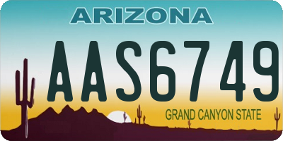 AZ license plate AAS6749