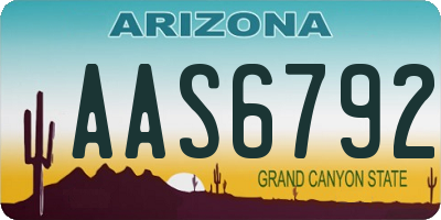 AZ license plate AAS6792