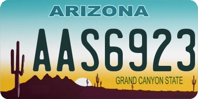 AZ license plate AAS6923