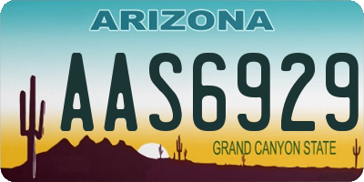 AZ license plate AAS6929