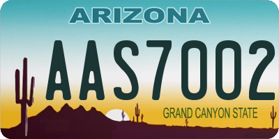 AZ license plate AAS7002