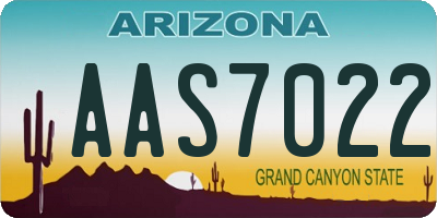 AZ license plate AAS7022