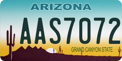 AZ license plate AAS7072