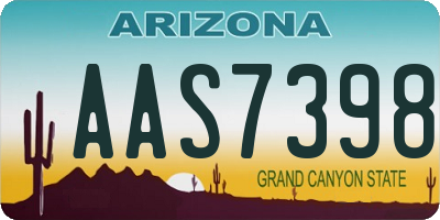 AZ license plate AAS7398