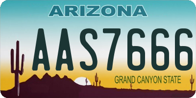 AZ license plate AAS7666