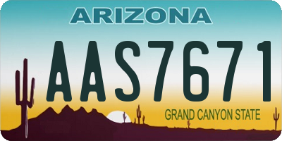 AZ license plate AAS7671