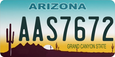 AZ license plate AAS7672