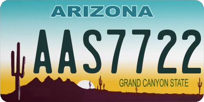 AZ license plate AAS7722