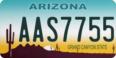 AZ license plate AAS7755