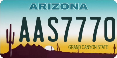 AZ license plate AAS7770