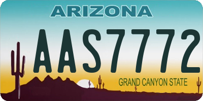AZ license plate AAS7772