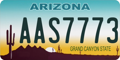AZ license plate AAS7773