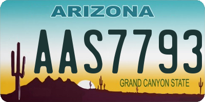 AZ license plate AAS7793