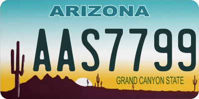 AZ license plate AAS7799