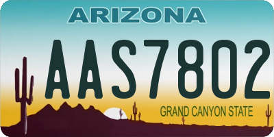 AZ license plate AAS7802
