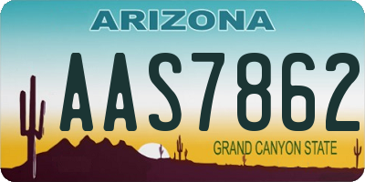 AZ license plate AAS7862