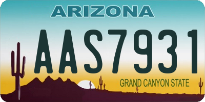 AZ license plate AAS7931