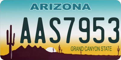 AZ license plate AAS7953